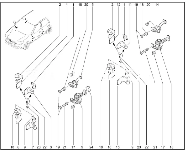 Звено подвижное петли передней двери для Lada Granta, Kalina