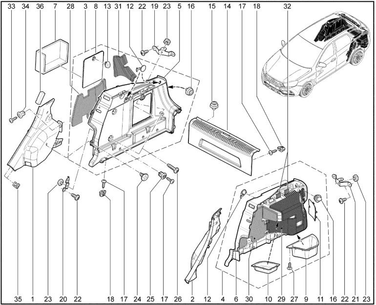 Обивки арки боковины (универсал)