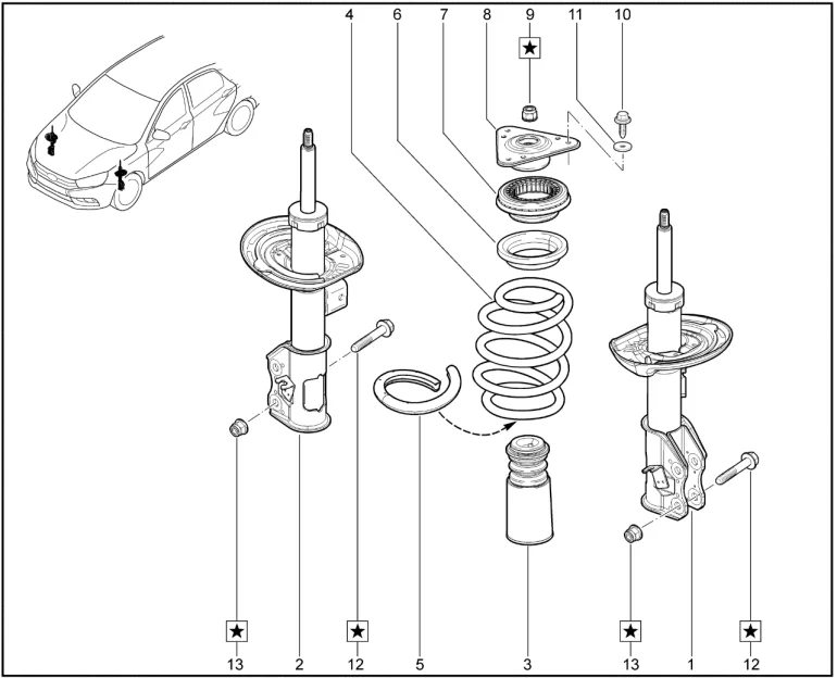 Стойка передней подвески телескопическая
