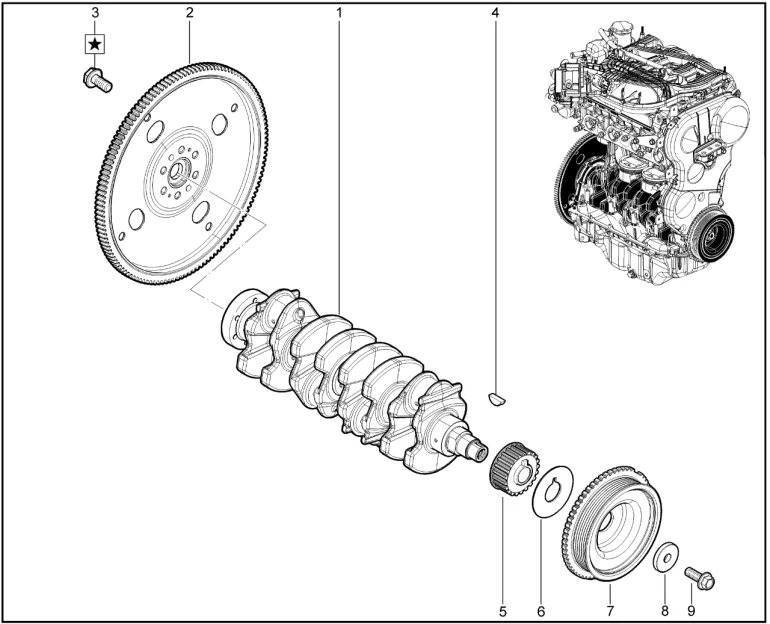 Вал коленчатый, маховик (P4P с КПП вариатор)