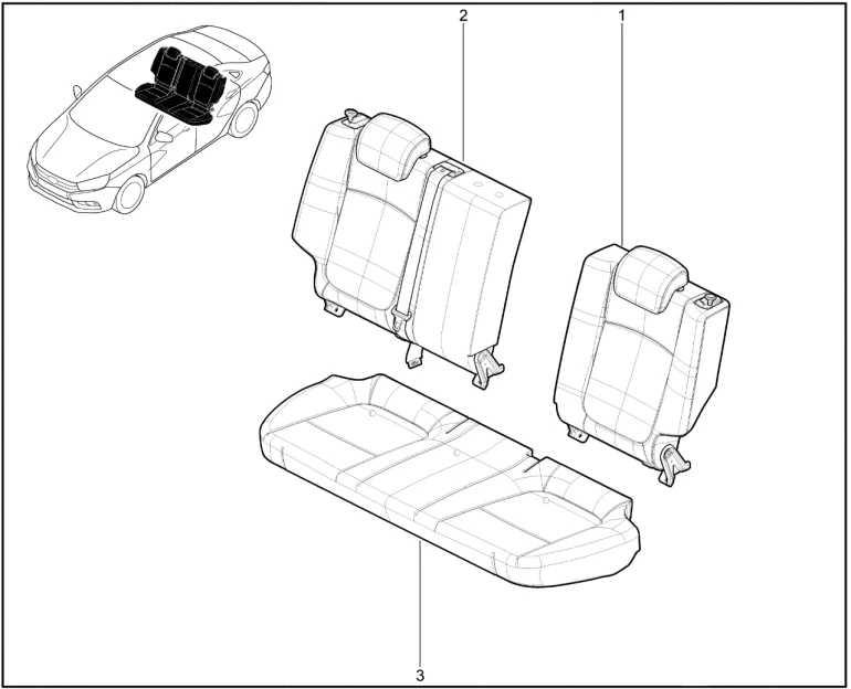 Спинка, подушка сидений второго ряда