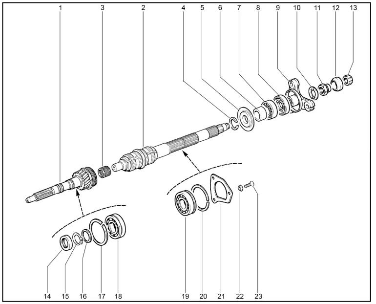 Вал коробки передач первичный и вторичный