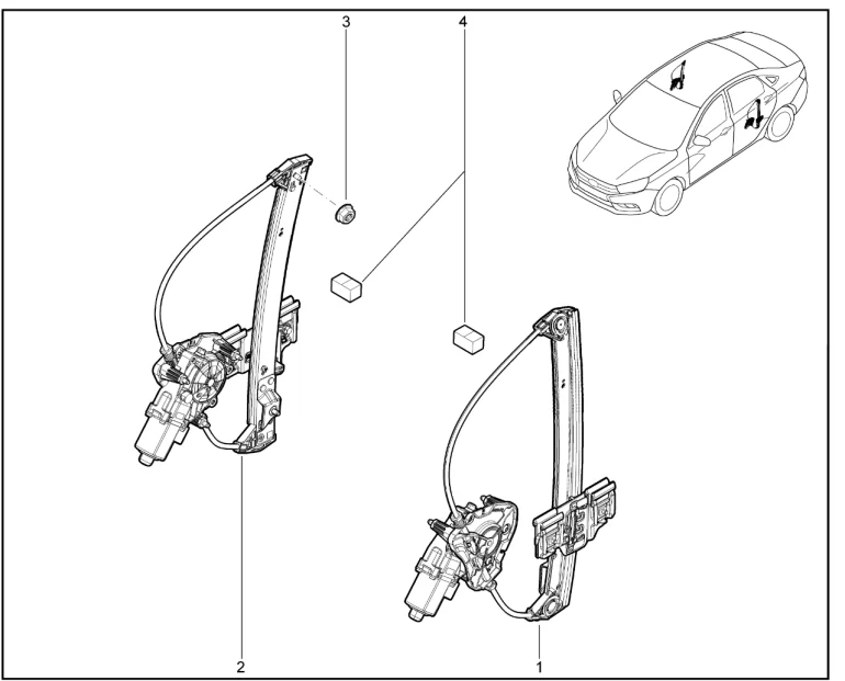 Электростеклоподъемники задних дверей