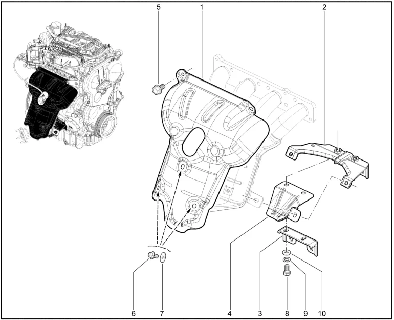 Экран трубы приемной (P4M,P4P+КПП вариатор)