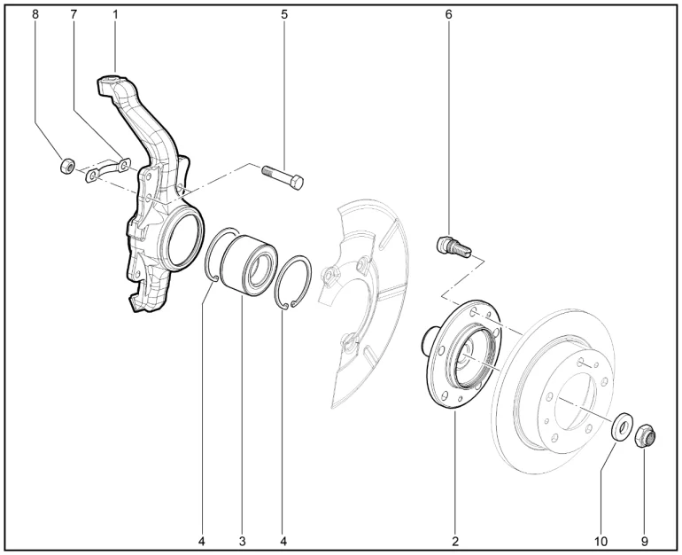 Ступица колеса переднего, кулаки поворотные