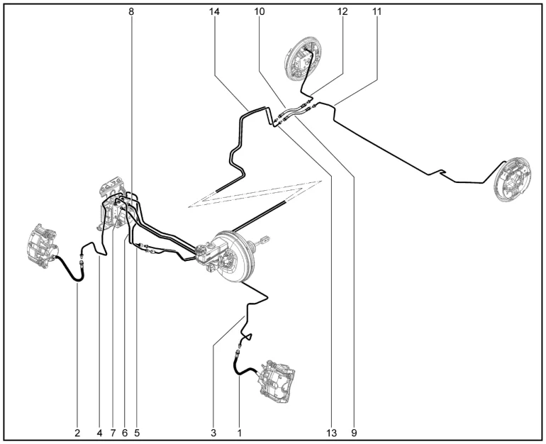 Шланги, трубки тормозные (задние барабанные тормоза)