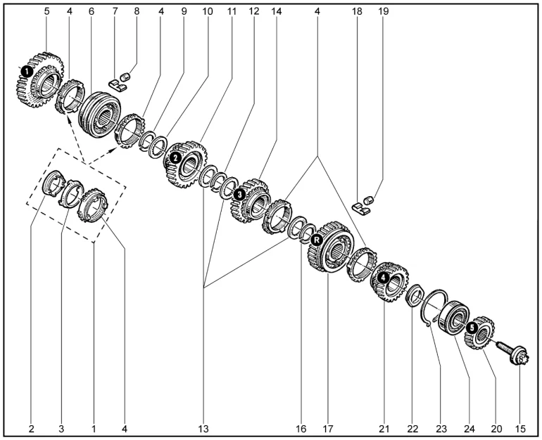 Шестерни коробки передач (JH3)