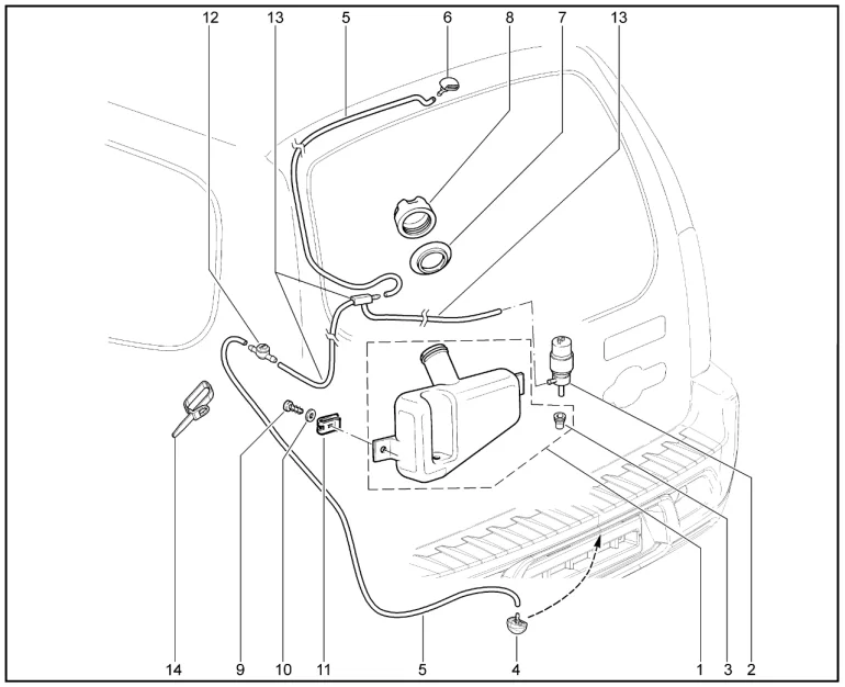 Омыватель стекла двери задка и камеры заднего вида