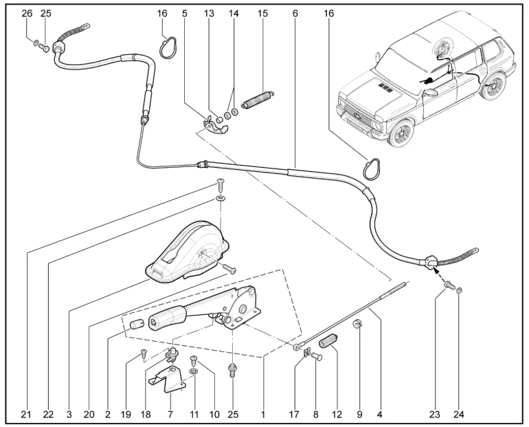 Привод стояночного тормоза (2131)