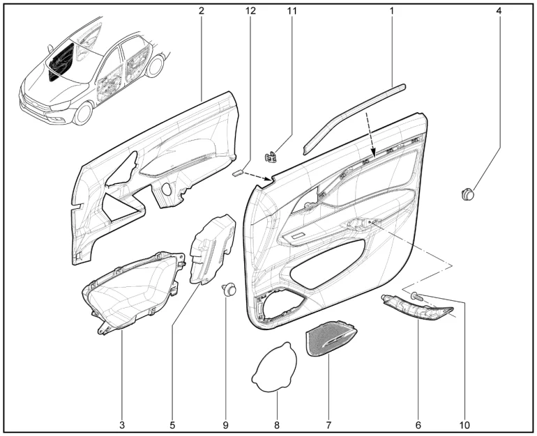 Обивка передней правой двери