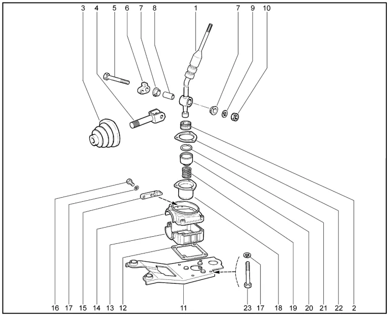 Привод механизма выбора передач (деталировка)(дв.1,7л. - P3N)