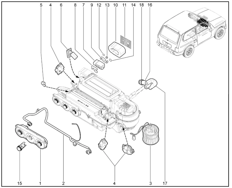 Отопитель (с кондиционером) (М6.2) (деталировка) (с 07.2019)