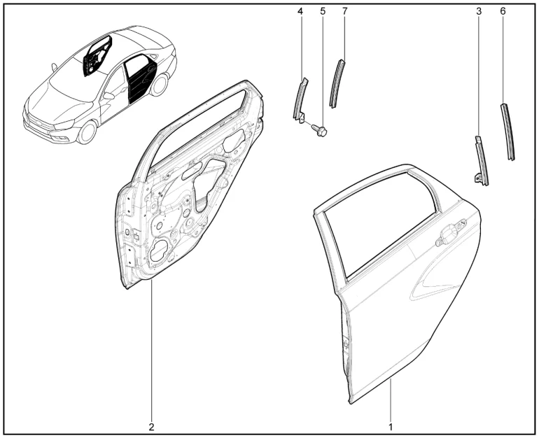 Двери задние (седан)