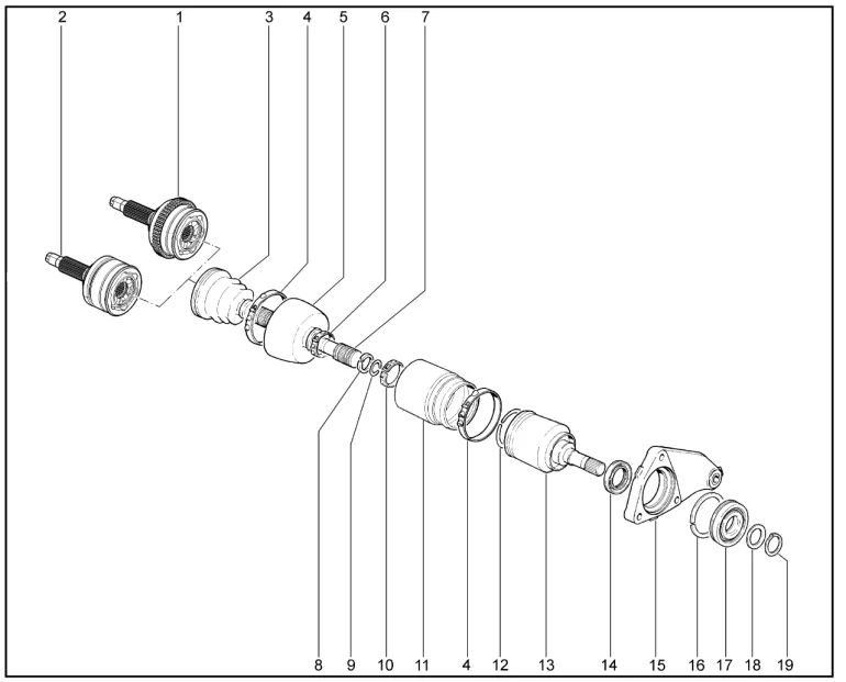 Привод колес передних (деталировка)