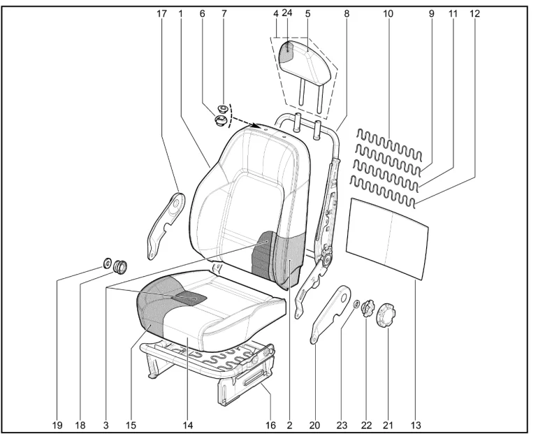 Каркас сиденья пассажира, набивки, обивки (2131 М6.1)