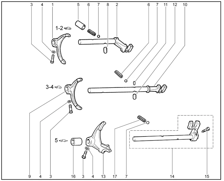 Механизм выбора передач (штоки, вилки)