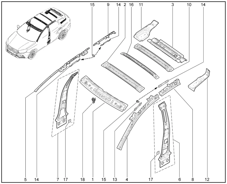 Элементы кузова внутренние (универсал)