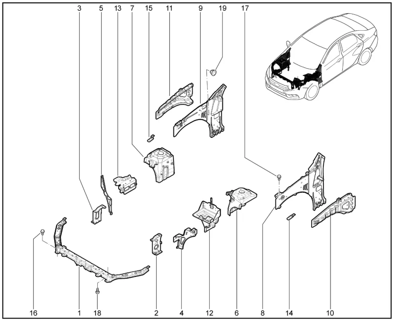 Элементы кузова передние, боковины