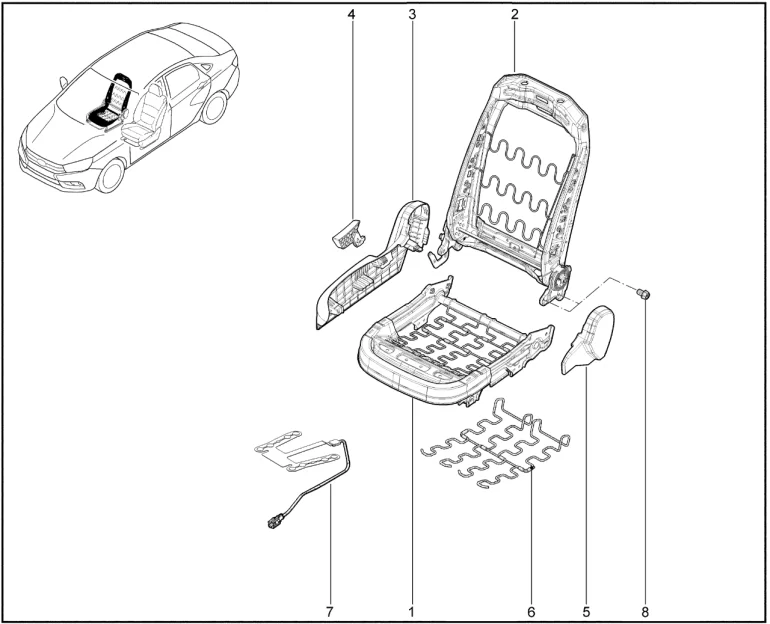 Каркас сиденья пассажира