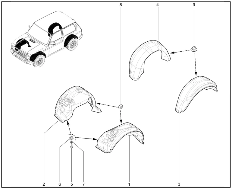 Щитки защитные арок колес (21214)