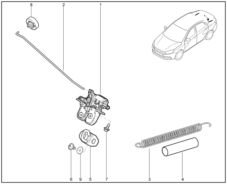 Замок крышки багажника (седан)