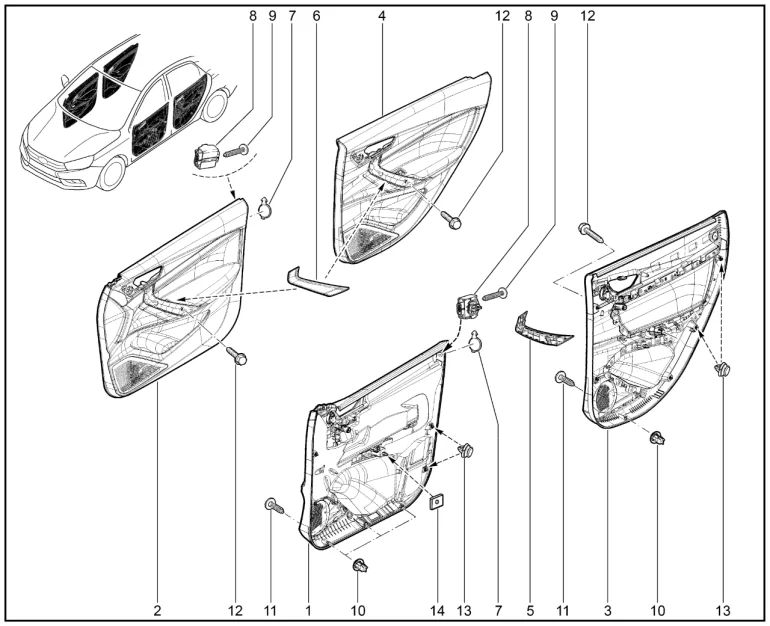 Обивки дверей (в сборе) (FL)