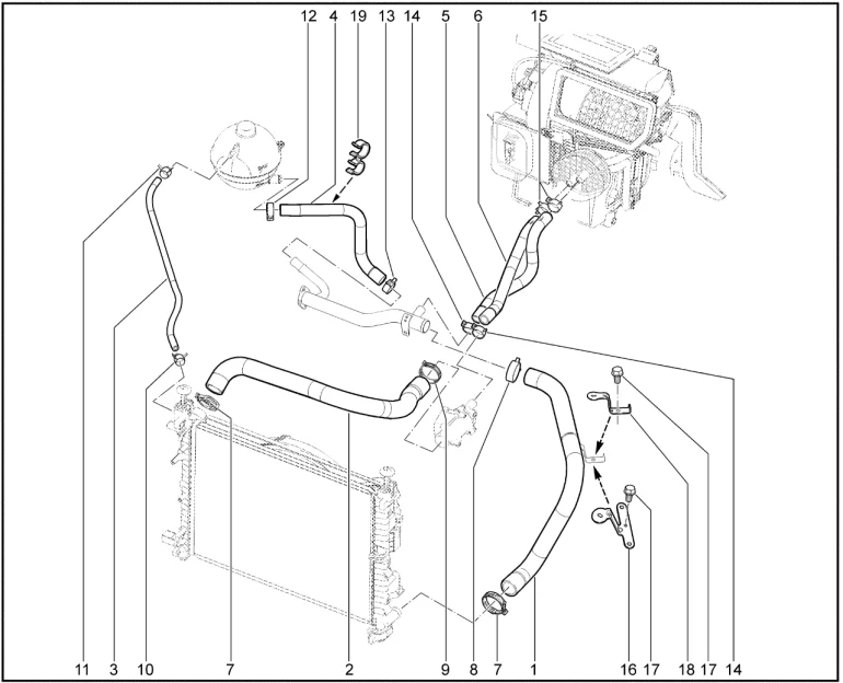 Шланги системы охлаждения двигателя (P3M,P4M,P4P + КПП мех.)