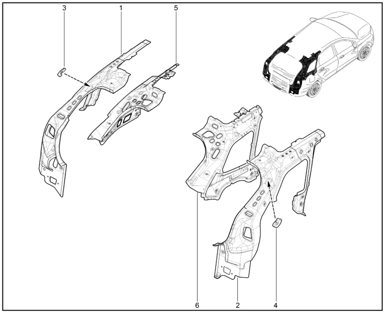 Элементы боковин кузова (универсал)