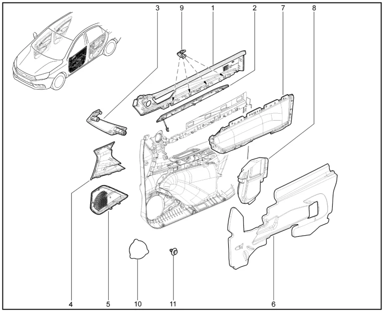 Обивка передней левой двери (FL)