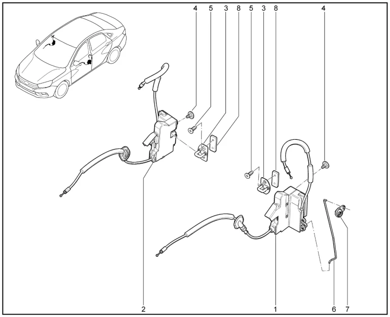 Замки дверей передних