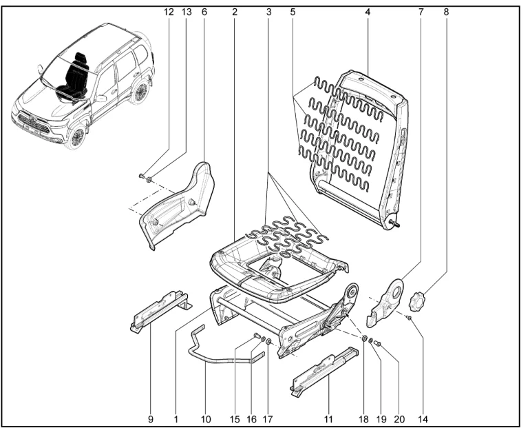 Каркас сиденья пассажира (с 21.12.2020)
