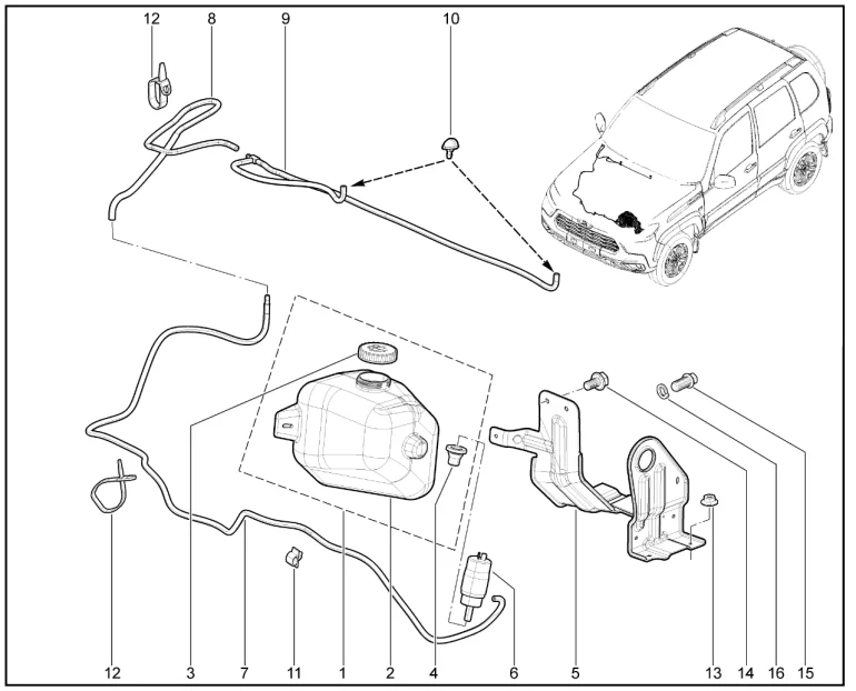 Омыватель лобового стекла (дв.1,8л. - P3P)