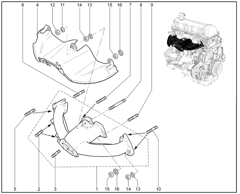 Коллектор выпускной (дв.1,7л. - P3N)