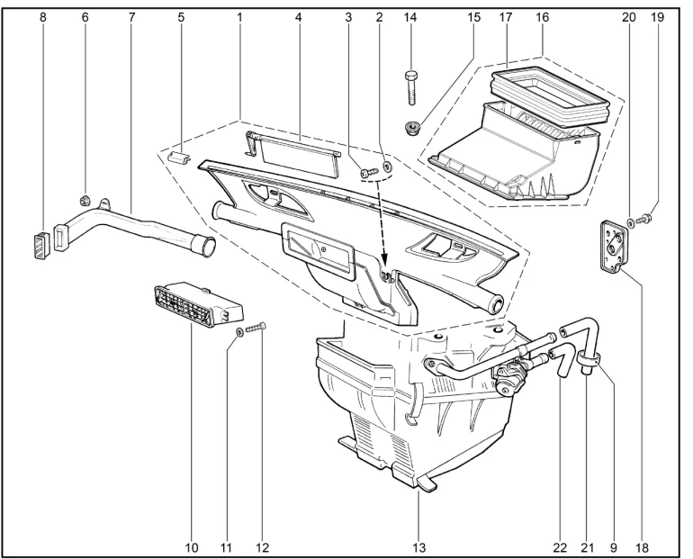 Отопитель в сборе (без кондиционера)(М6.1)