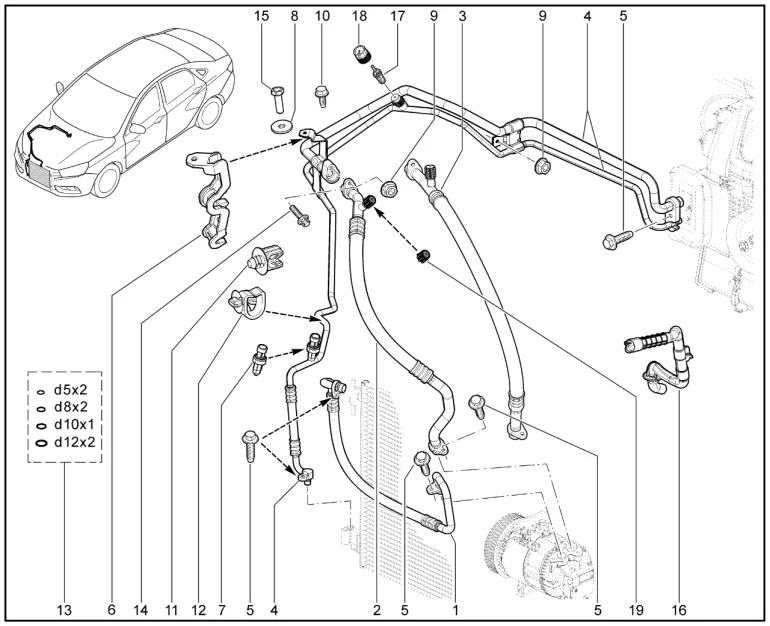 Трубопровод, шланги кондиционера