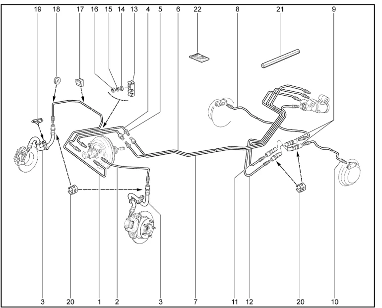 Шланги, трубки тормозные (без ABS)