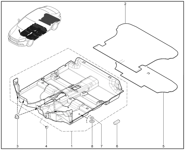 Ковер пола и багажника (седан)