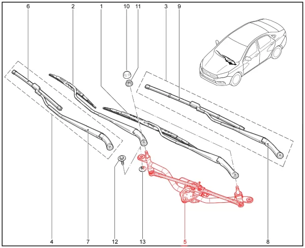 Привод стеклоочистителя ветрового стекла для Lada Iskra