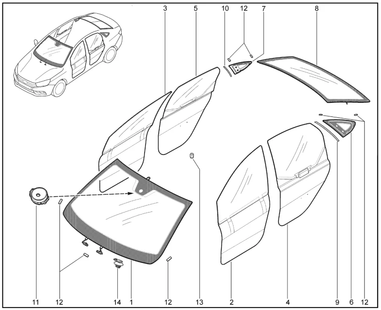 Стекла (седан)