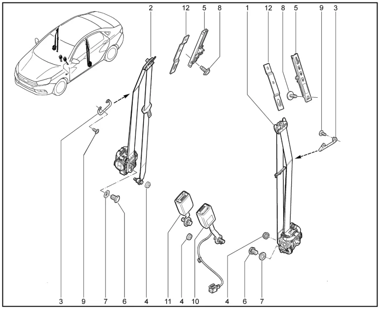 Ремни безопасности передние