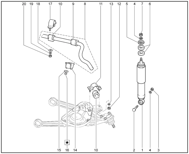 Амортизатор и стабилизатор поперечной устойчивости (дв.1,7л. - P3N)