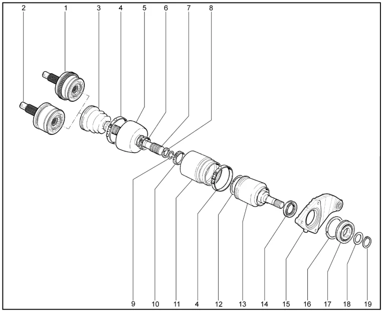 Привод колес передних (деталировка)