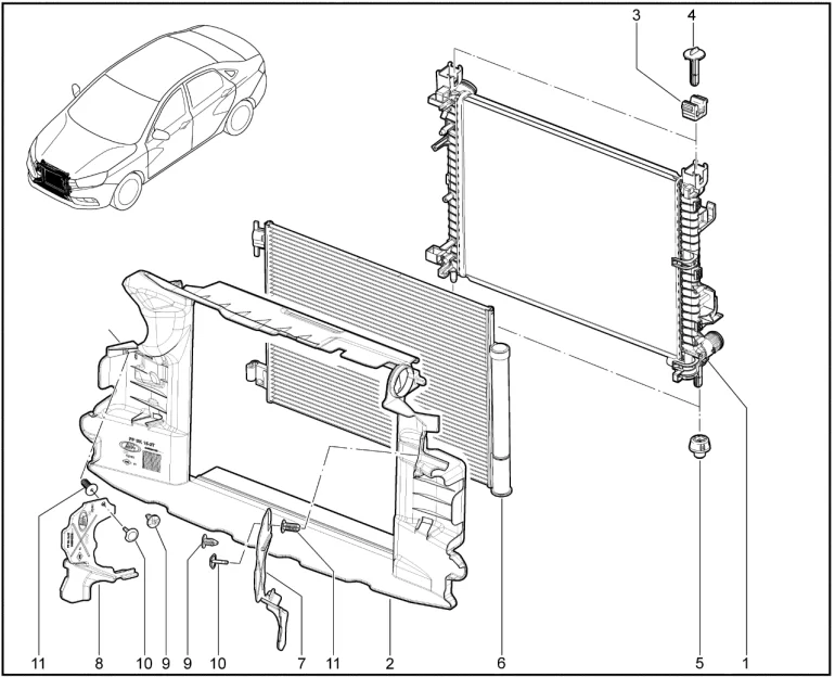 Радиатор охлаждения двигателя (FL)