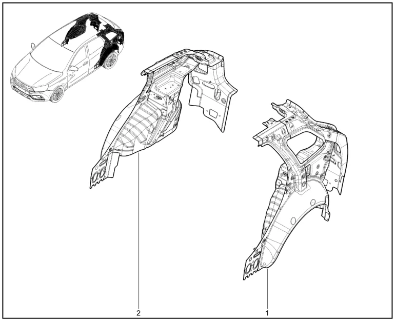 Панели боковины задние внутренние (универсал)