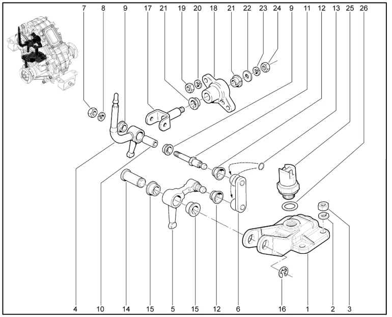 Рычаги управления раздаточной коробки