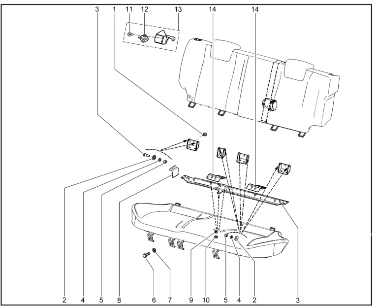 Крепление сидений второго ряда