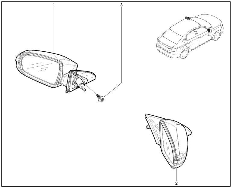 Зеркала заднего вида наружные с ручной регулировкой