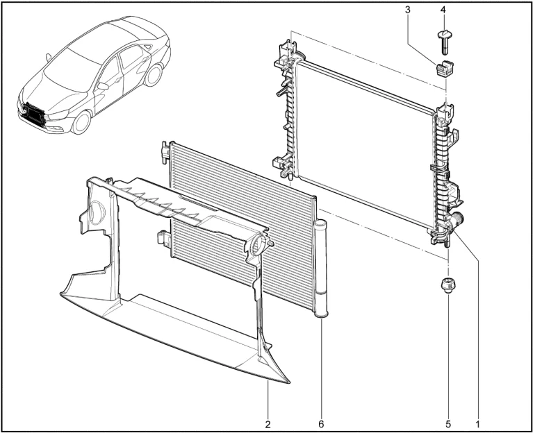 Радиатор охлаждения двигателя
