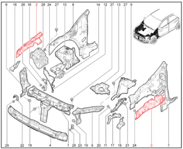 Усилитель брызговика верхний в сборе для Lada Iskra