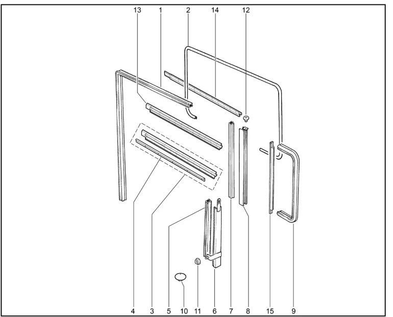 Уплотнители опускного стекла задней двери и неподвижного стекла(2131)